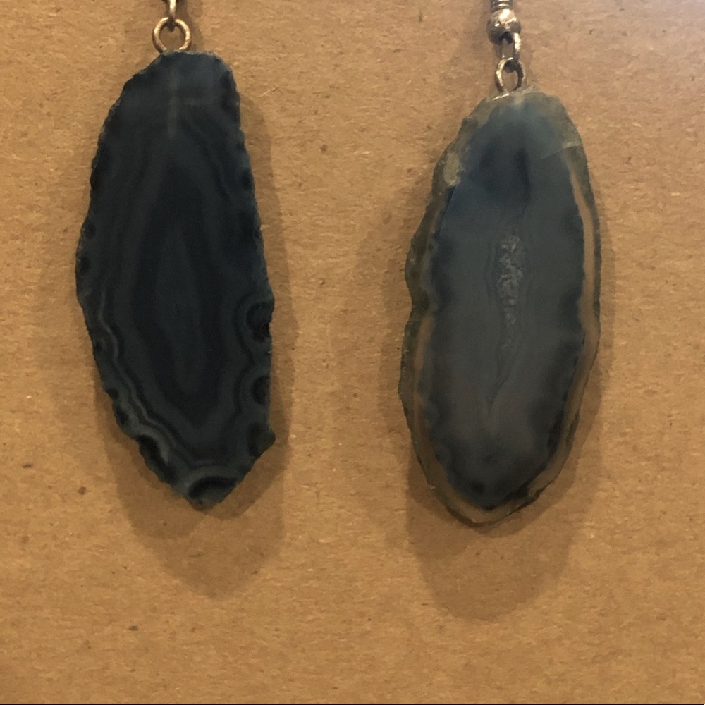 Navy blue geode earrings